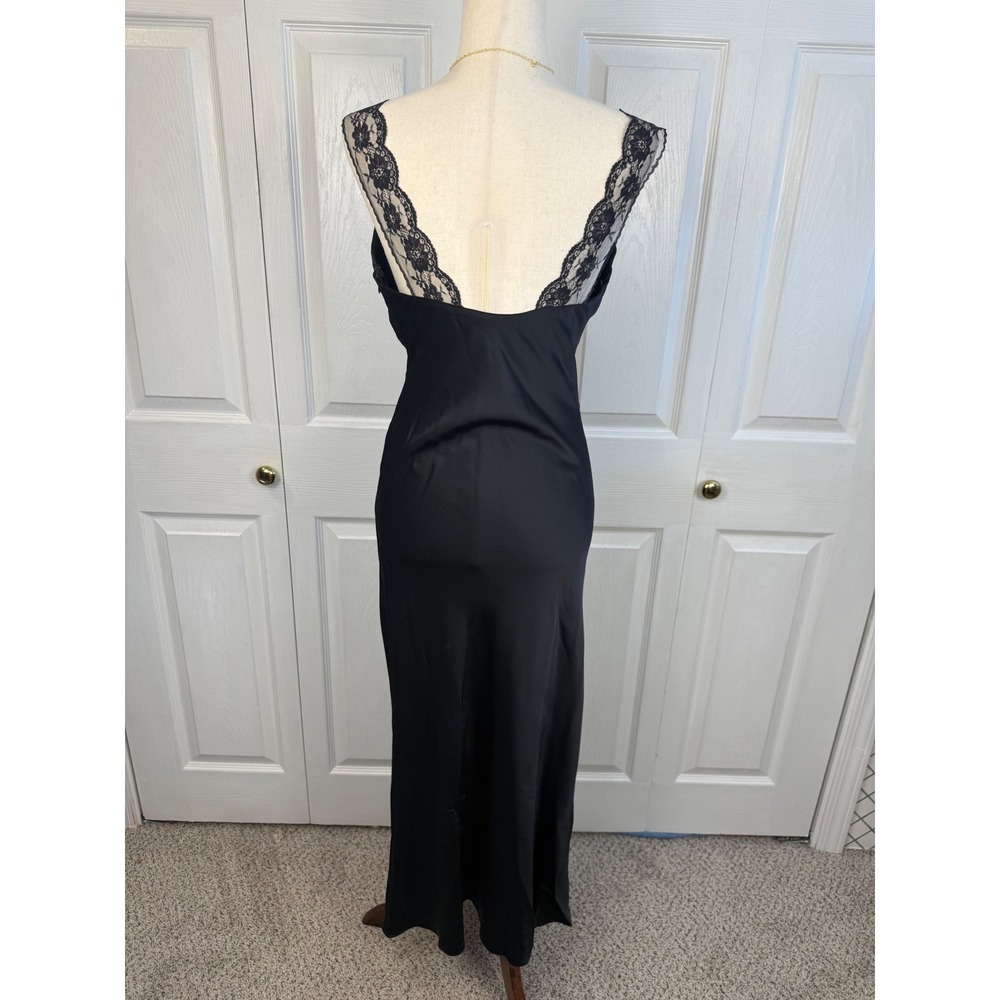 Abercrombie & Fitch Black Lace Satin Maxi Bias Cut Slip Dress S Y2K Romantic - Picture 5 of 8